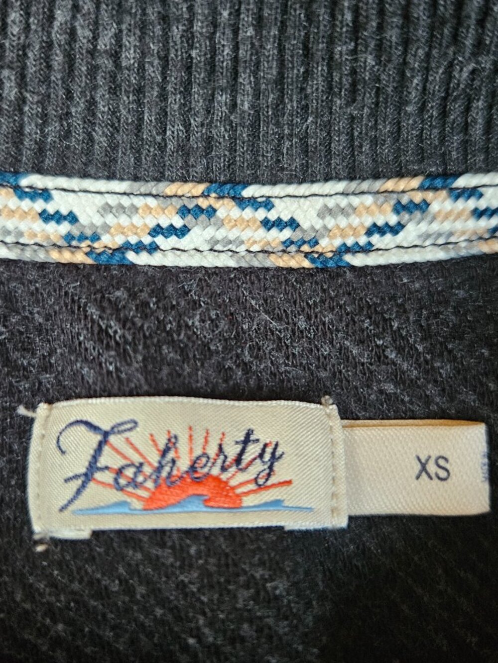 Faherty Legend Lounge Full Zip Heathered Black Twill Womens XS Sweatshirt Jacket - Picture 7 of 11